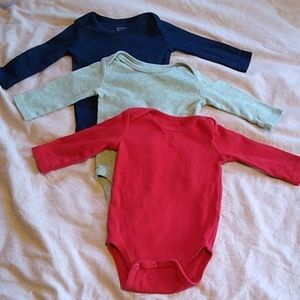 Three Primary Long Sleeve Babysuits